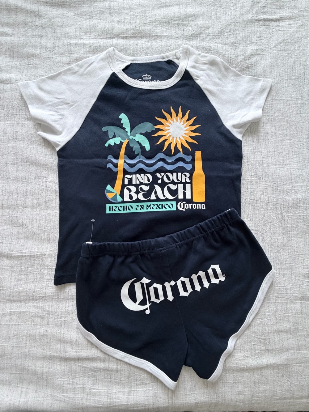 Ripple Junction Women’s Navy and White 'Find Your Beach' Raglan Tee & Shorts Set